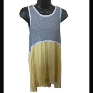 Striped crochet accents tank top